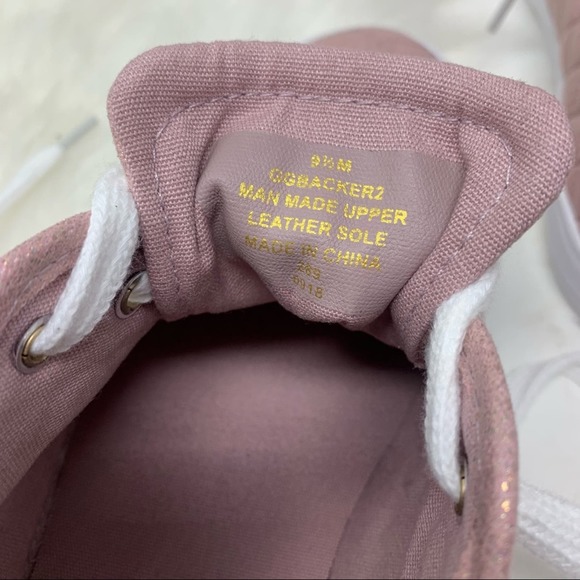 NWT Guess Rosey Pink Shimmer Sneakers backer2 9.5 - Picture 7 of 10